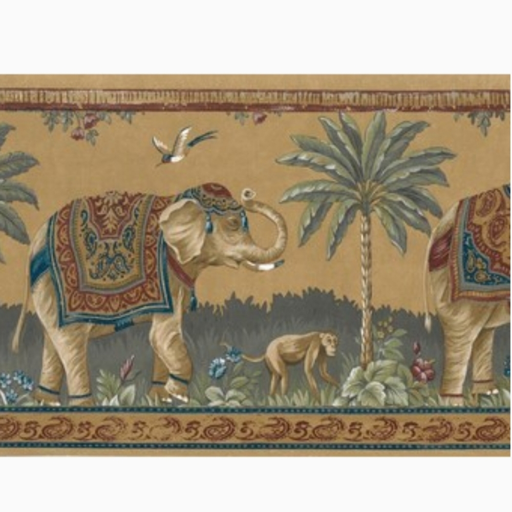 Wallpaper Border Elephant African Tribal